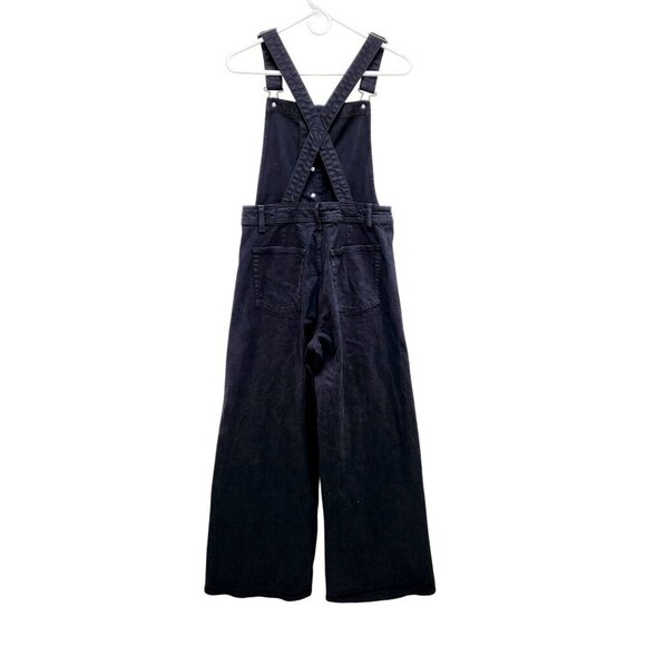 Universal Thread Womens Black Denim Overalls Wide-Leg Size 8 Adjustable Straps - Picture 2 of 8